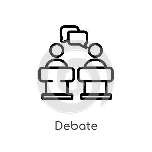 outline debate vector icon. isolated black simple line element illustration from political concept. editable vector stroke debate