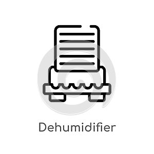 outline dehumidifier vector icon. isolated black simple line element illustration from furniture and household concept. editable