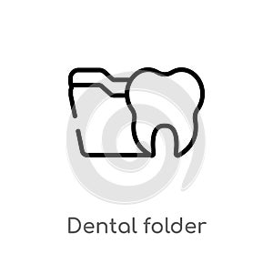 outline dental folder vector icon. isolated black simple line element illustration from dentist concept. editable vector stroke