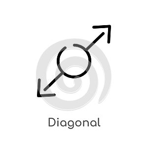 outline diagonal vector icon. isolated black simple line element illustration from arrows 2 concept. editable vector stroke