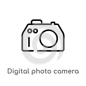 outline digital photo camera vector icon. isolated black simple line element illustration from technology concept. editable vector