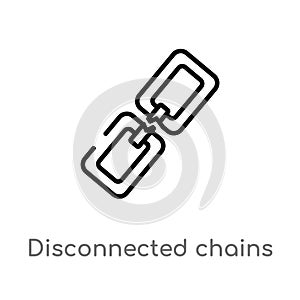 outline disconnected chains vector icon. isolated black simple line element illustration from user interface concept. editable