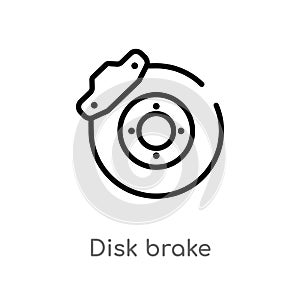 outline disk brake vector icon. isolated black simple line element illustration from general-1 concept. editable vector stroke