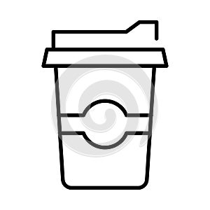 Outline disposable paper coffee cup icon vector illustration. Linear portable cardboard for takeaway