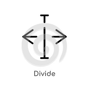 outline divide vector icon. isolated black simple line element illustration from arrows 2 concept. editable vector stroke divide