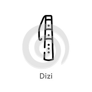 outline dizi vector icon. isolated black simple line element illustration from asian concept. editable vector stroke dizi icon on photo