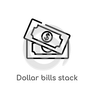 outline dollar bills stack vector icon. isolated black simple line element illustration from user interface concept. editable