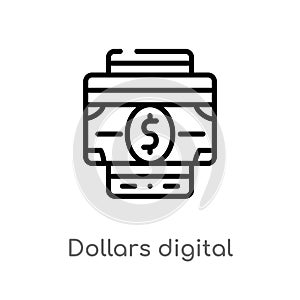 outline dollars digital commerce vector icon. isolated black simple line element illustration from commerce concept. editable