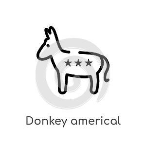 outline donkey americal political vector icon. isolated black simple line element illustration from political concept. editable photo