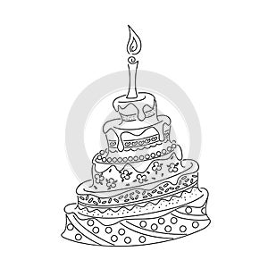 Outline doodle cake tier with candle