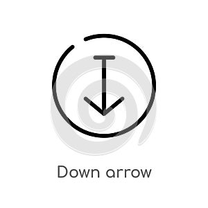 outline down arrow vector icon. isolated black simple line element illustration from arrows 2 concept. editable vector stroke down