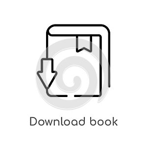 outline download book vector icon. isolated black simple line element illustration from education concept. editable vector stroke