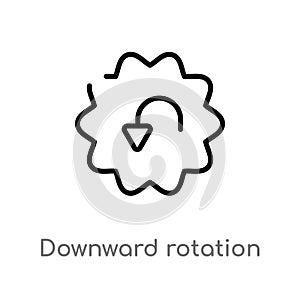 outline downward rotation vector icon. isolated black simple line element illustration from user interface concept. editable