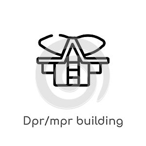 outline dpr/mpr building vector icon. isolated black simple line element illustration from monuments concept. editable vector photo