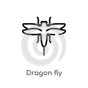 outline dragon fly vector icon. isolated black simple line element illustration from animals concept. editable vector stroke