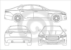 Outline drawing of a business sedan