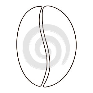 Outline drawing Coffee bean of 2 parts. Logotype design element in minimalistic style. Isolate