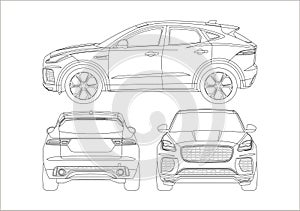 Outline drawing of a compact SUV