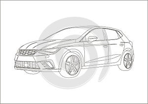 Outline drawing of a hatchback