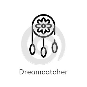 outline dreamcatcher vector icon. isolated black simple line element illustration from museum concept. editable vector stroke