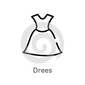 outline drees vector icon. isolated black simple line element illustration from clothes concept. editable vector stroke drees icon