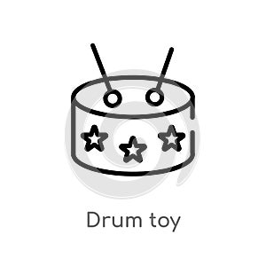outline drum toy vector icon. isolated black simple line element illustration from toys concept. editable vector stroke drum toy