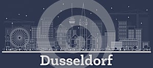 Outline Dusseldorf Germany City Skyline with White Buildings