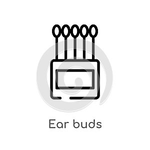 outline ear buds vector icon. isolated black simple line element illustration from hygiene concept. editable vector stroke ear