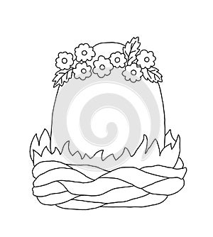 The outline of the easter egg in flower wreath