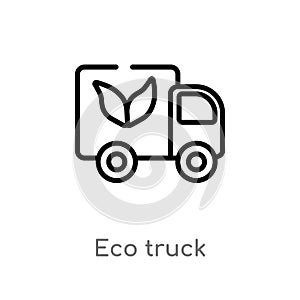 outline eco truck vector icon. isolated black simple line element illustration from transportation concept. editable vector stroke photo