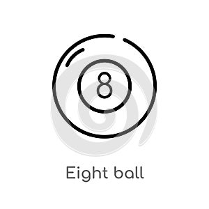 outline eight ball vector icon. isolated black simple line element illustration from entertainment and arcade concept. editable