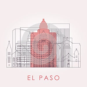 Outline El Paso skyline with landmarks. photo