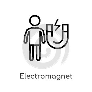 outline electromagnet vector icon. isolated black simple line element illustration from people concept. editable vector stroke