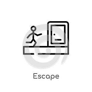 outline escape vector icon. isolated black simple line element illustration from law and justice concept. editable vector stroke