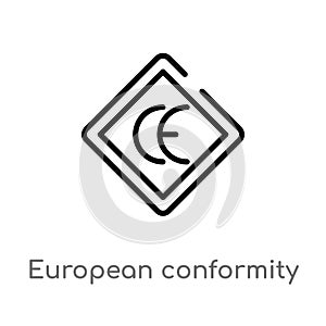 outline european conformity vector icon. isolated black simple line element illustration from logo concept. editable vector stroke