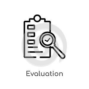 outline evaluation vector icon. isolated black simple line element illustration from artificial intellegence concept. editable
