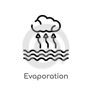 outline evaporation vector icon. isolated black simple line element illustration from technology concept. editable vector stroke