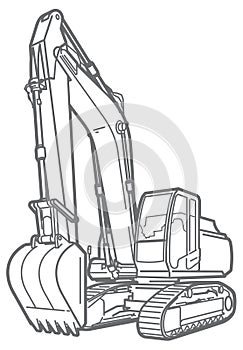 Outline excavator isolated