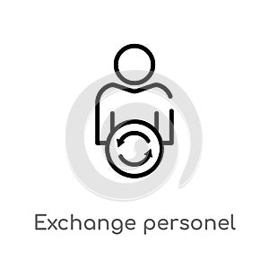 outline exchange personel vector icon. isolated black simple line element illustration from user interface concept. editable photo