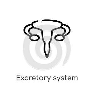 outline excretory system vector icon. isolated black simple line element illustration from human body parts concept. editable