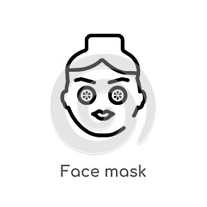outline face mask vector icon. isolated black simple line element illustration from beauty concept. editable vector stroke face