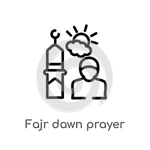 outline fajr dawn prayer vector icon. isolated black simple line element illustration from religion-2 concept. editable vector