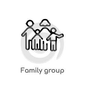 outline family group vector icon. isolated black simple line element illustration from people concept. editable vector stroke