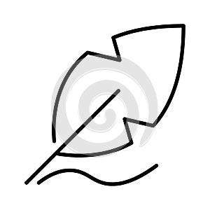 Outline feather icon vector illustration. Monochrome logo ink pen equipment for writing calligraphy