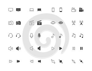 Outline and filled Media icon set