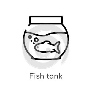 outline fish tank vector icon. isolated black simple line element illustration from free time concept. editable vector stroke fish