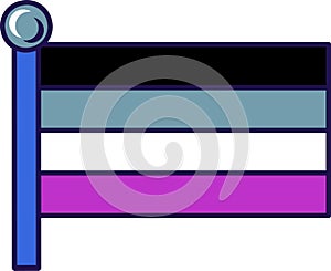 Outline Flagpole Flag Asexual Pride
