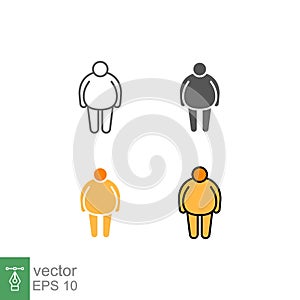 Outline, flat, and solid . Overweight man icon