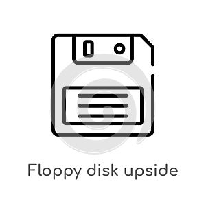 outline floppy disk upside down vector icon. isolated black simple line element illustration from hardware concept. editable