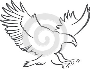 Outline of flying eagle with wing span spread